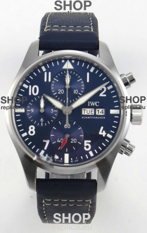 IWC Super Clone Pilot Chronograph Edition Blue Dial Leather Swiss Replica Watch 