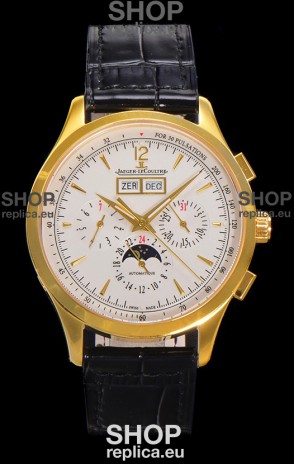 Jaeger LeCoultre Master Control Chronograph Calendar Yellow Gold Swiss Replica Watch 