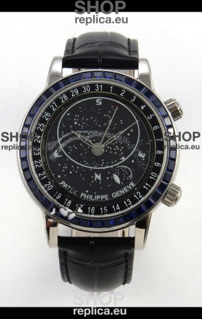 Patek Philippe Grand Complications 6102 Black Dial Blue Diamonds Swiss Replica Watch 