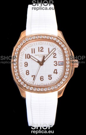 Patek Philippe Super Clone Aquanaut Rose Gold White Dial 38.5MM Watch 