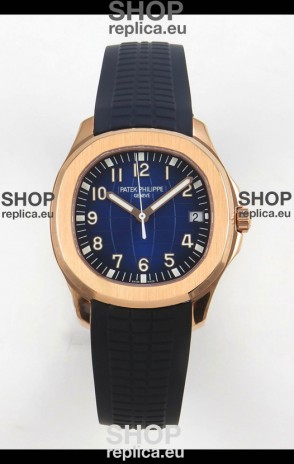 Patek Philippe Super Clone Aquanaut 5167 SC324 Movement 904L Rose Gold Blue Dial Watch 