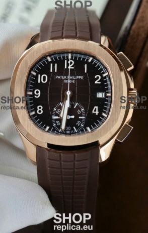 Patek Philippe Aquanaut Super Clone 5968 Chronograph Rose Gold Casing Brown Dial Watch 