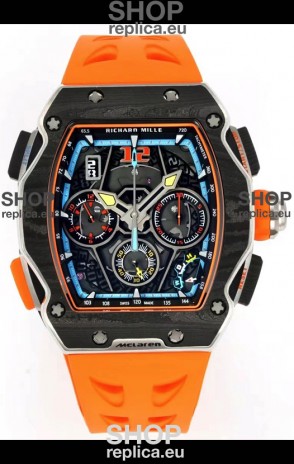 Richard Mille Super Clone RM65-01 Carbon Casing Replica Watch in Orange Strap 