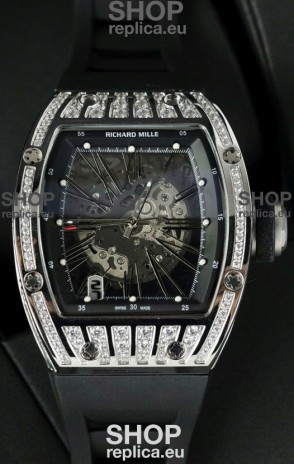 Richard Mille RM010 Stainless Steel Replica Watch in Black Strap