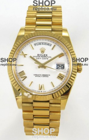 Rolex Day Date Super Clone White Dial 40MM 220 Grams Swiss Replica watch 