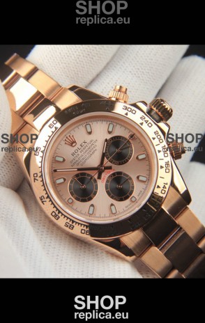 Rolex Daytona Japanese Movement Gold Casing Replica Watch in Champange Dial