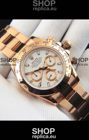 Rolex Daytona Japanese Movement Gold Casing Replica Watch in White Dial