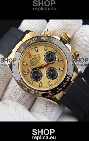 Rolex Daytona Japanese Movement Gold Casing Replica Watch in Gold Dial 