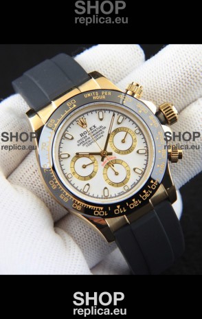 Rolex Daytona Japanese Movement Gold Casing Replica Watch in White Dial 