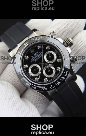 Rolex Daytona Japanese Movement Steel Casing Replica Watch in Black Dial