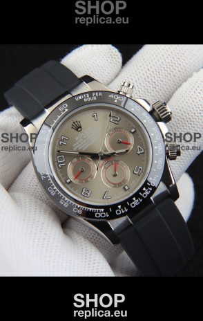 Rolex Daytona Japanese Movement Steel Casing Replica Watch in Grey Dial