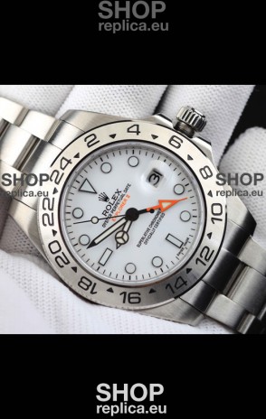 Rolex Explorer II Japanese Movement Replica Watch in Steel Casing White Dial