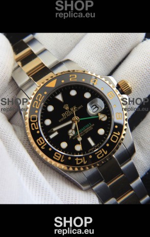 Rolex GMT Masters II Japanese Movement Replica Watch in Two Tone Black Dial