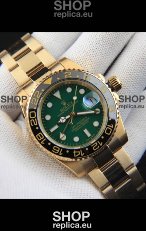 Rolex GMT Masters II Rose Gold Plating Japanese Replica Watch Green Dial