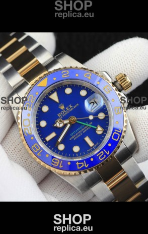 Rolex GMT Masters II 2 Tone Rose Gold Plating Japanese Replica Watch Blue Dial