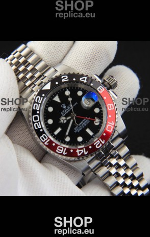 Rolex GMT Masters II Japanese Movement Replica Watch Steel Case Black Dial