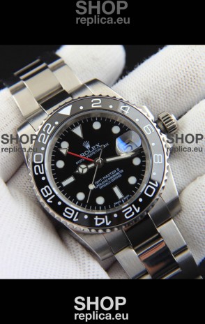 Rolex GMT Masters II Japanese Movement Replica Watch Steel Case Black Dial