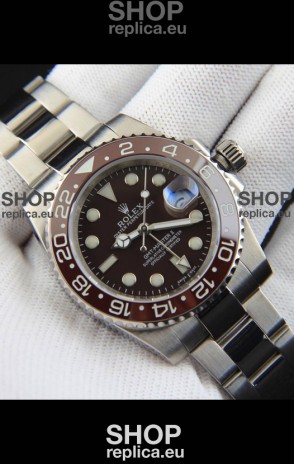 Rolex GMT Masters II Japanese Movement Replica Watch Steel Case Black Dial