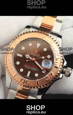 Rolex Yachtmaster Japanese Movement Watch in Two Tone Gold Casing - Light Brown dial 37MM