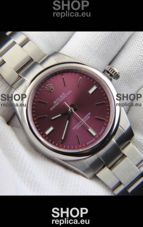 Rolex Oyster Perpetual Japanese Movement Replica Watch 39MM - Burgundy Dial