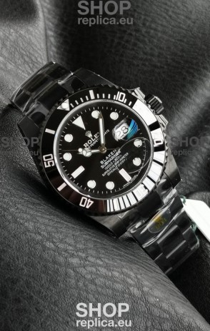 Rolex Submariner Blaken DLC Coated Swiss Replica Watch in Black Dial 