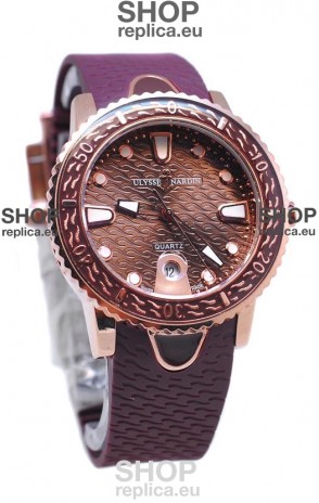 Ulysse Nardin Lady Diver Replica Watch in Gold Casing