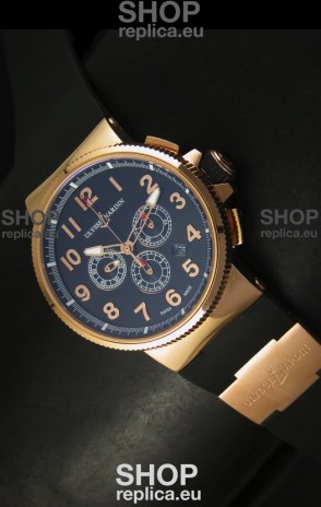 Ulysse Nardin Marine Chronograph Rose Gold Black Arabic Black Dial - 1:1 Mirror Replica