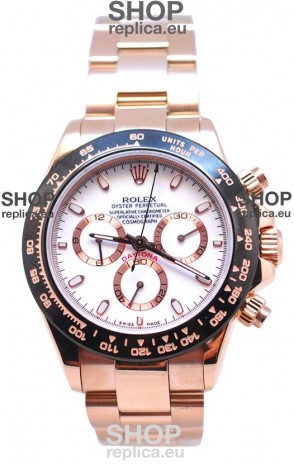 Rolex Daytona MonoBloc Cerachrom Bezel Swiss Replica Rose Gold Plated Watch