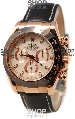 Rolex Daytona Monobloc Cerachrome Everose Swiss Watch in White Dial - 1:1 Mirror Replica
