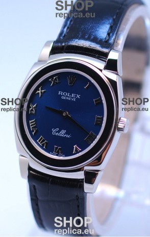 Rolex Cellini Cestello Ladies Swiss Blue Watch in Roman Markers