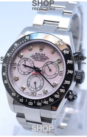 Rolex Daytona MonoBloc Cerachrom Bezel Swiss Replica Rose Gold Plated Watch in Pink Mother Pearl Dial