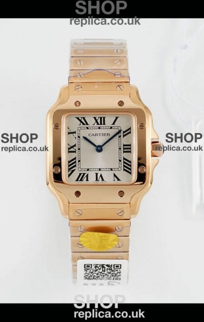 Cartier Santos Swiss Quartz 27MM Rose Gold Super Clone Watch 