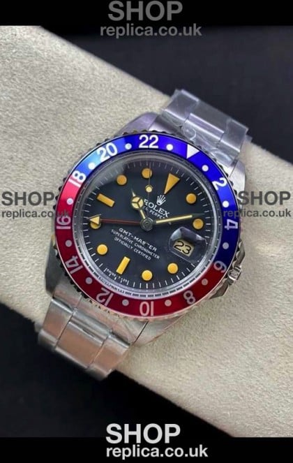 Rolex GMT Master 16750 Pepsi Patina Vintage Matte Dial Swiss Replica Watch 