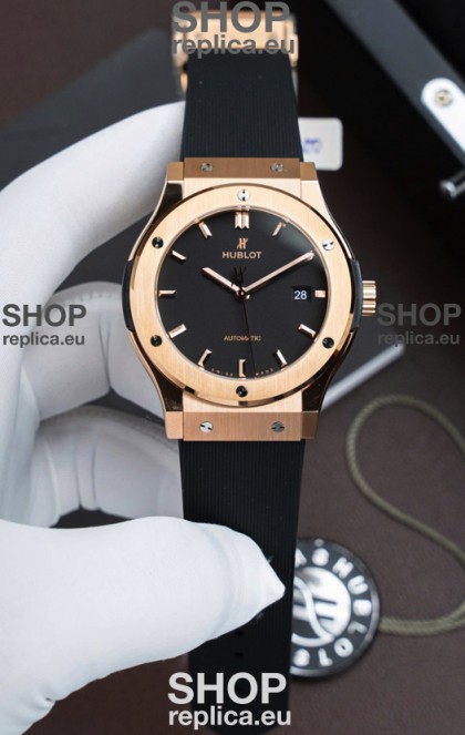 Hublot Super Clone Classic Fusion Titanium Rose Gold Black Dial 42MM Watch