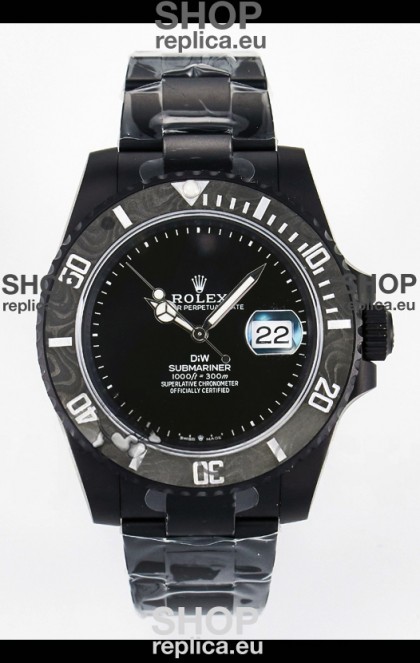 Rolex Submariner DiW DLC Coated Steel Casing Carbon Fiber Bezel Watch