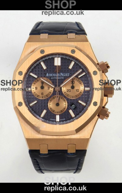 Royal Oak Chrono 26331 Rose Gold Blue Dial Super Clone Watch 