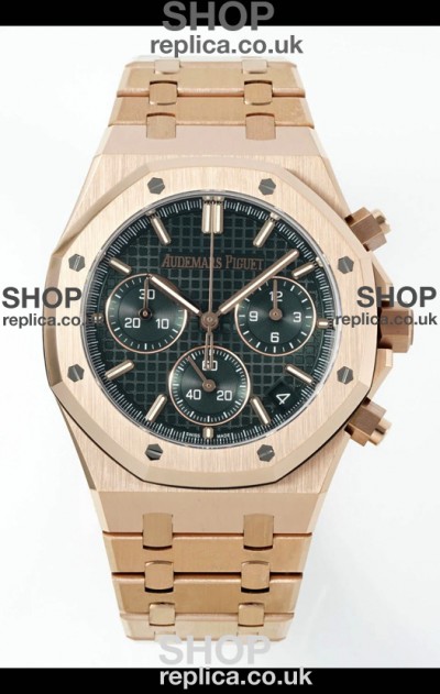 Royal Oak Chrono 26240 Rose Gold Strap in Green Dial Super Clone Watch 