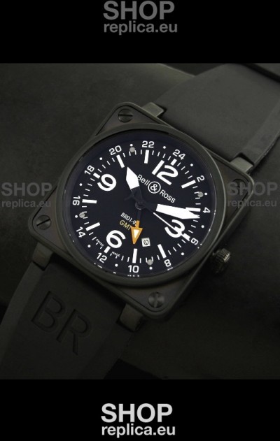 Bell and Ross BR01-93 GMT Japanese Replica Watch in PVD Case