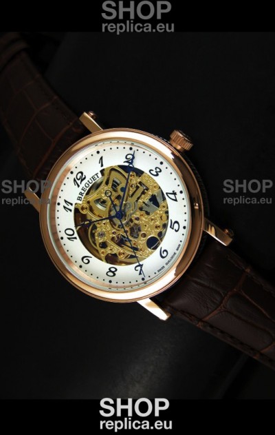 Breguet Classique Japanese Automatic Watch in Gold Skeleton Dial - Arabic Hour Numerals