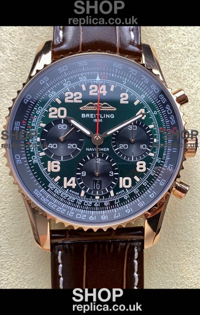 Breitling Navitimer B02 Rose Gold Green Dial Swiss Replica Watch 