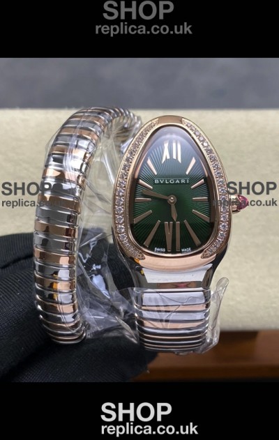 Serpenti Two Tone Green Dial Super Clone Replica Watch
