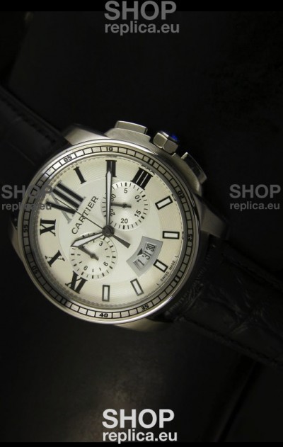 Calibre De Cartier Chronograph Japanese Replica Watch in Steel