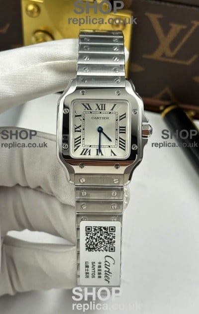 Cartier Santos Swiss Quartz 27MM Steel Dial Super Clone Watch