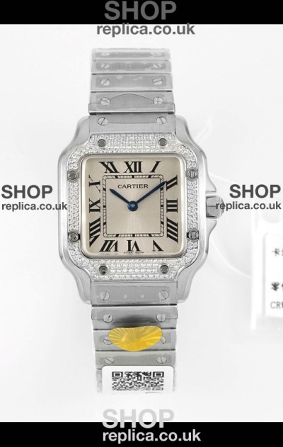 Cartier Santos Swiss Quartz 27MM Steel Dial Super Clone Watch