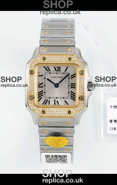 Cartier Santos Swiss Quartz 27MM Two Tone Super Clone Watch