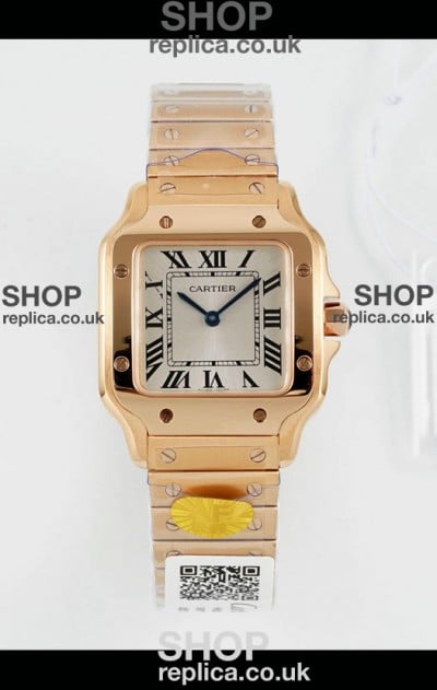 Cartier Santos Swiss Quartz 27MM Rose Gold Super Clone Watch 