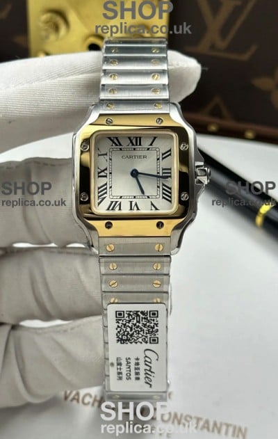 Cartier Santos Swiss Quartz 27MM Two Tone Super Clone Watch