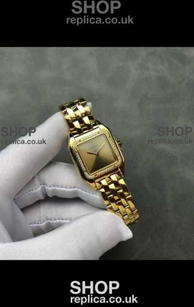 PANTHERE de Cartier 27MM Gold Diamonds Dial Super Clone Watch 
