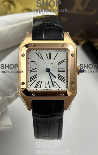 Cartier Santos Dumont in Rose Gold Casing 27MM Super Clone Watch 