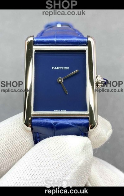 Cartier Tank Louis 25MM Swiss Quartz Blue Dial Watch 